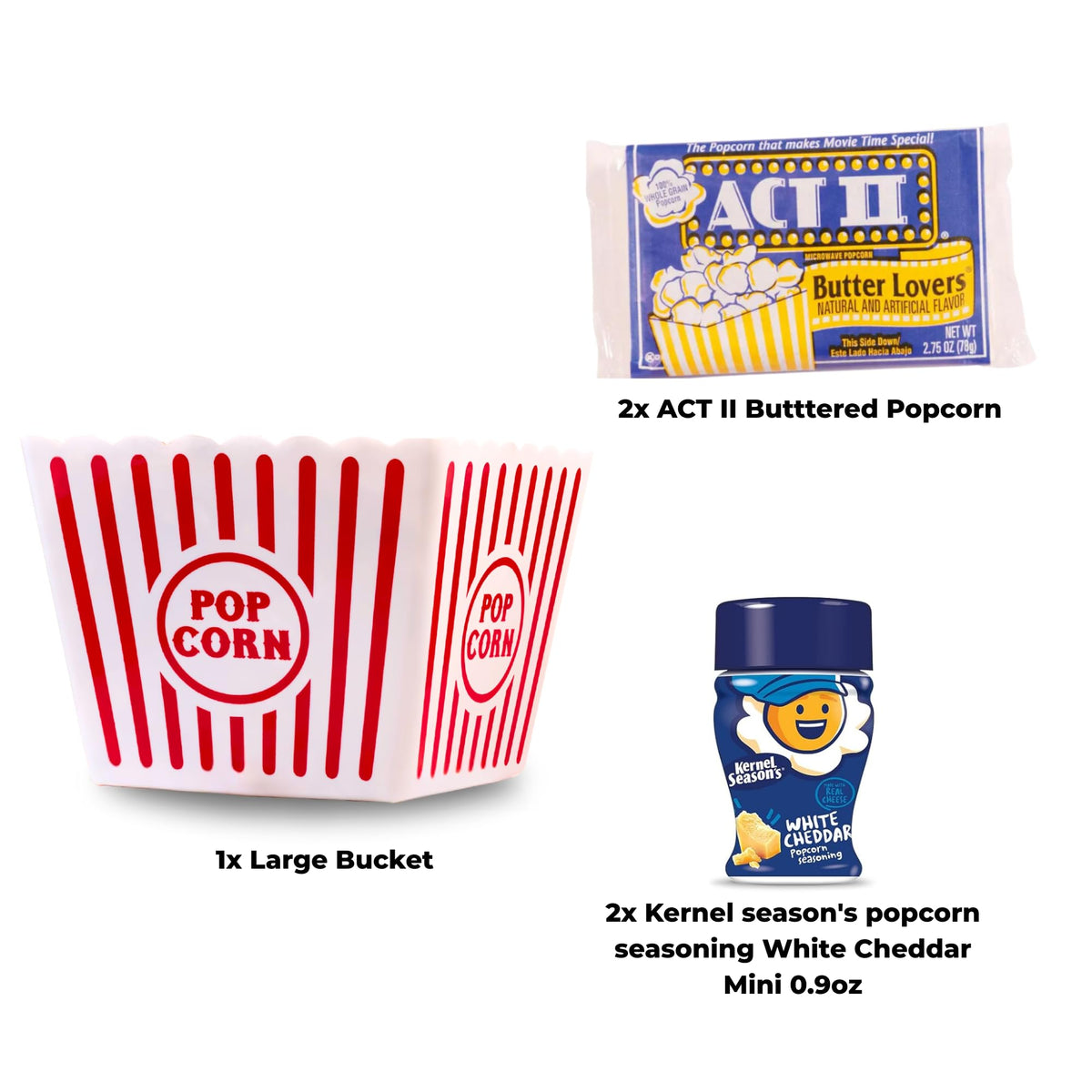 Movie Night Popcorn Gift Basket with White Cheddar - Perfect for a Cozy and Fun Evening at Home or the Theater with Family and Friends