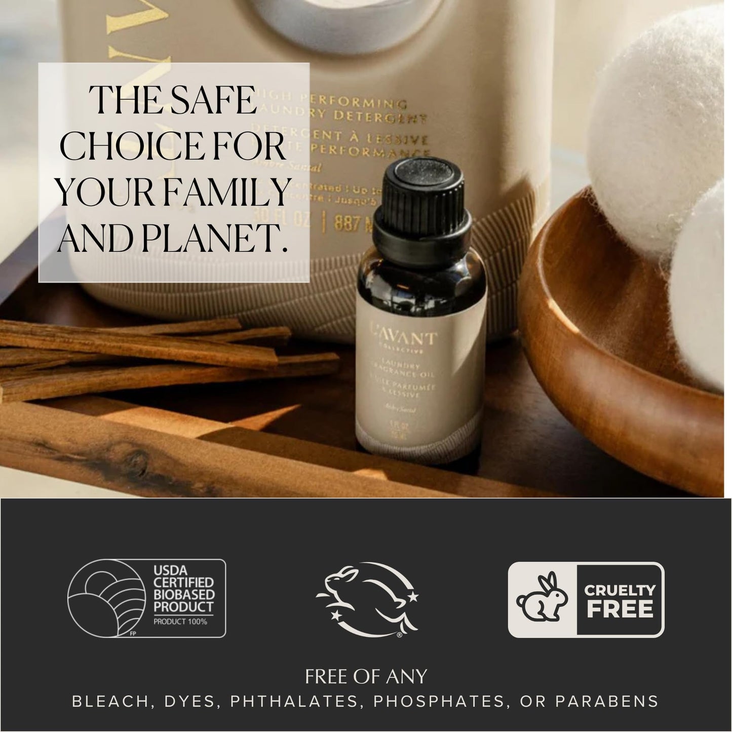 L'AVANT Collective | Essential Oils for Laundry - Dryer Balls Scents - Scented Fragrance Essential Oil Drops | Laundry Oil - Ambre Santal