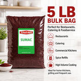 Tazah Sumac Spice 5 lb, Bulk Ground Sumac Seasoning from Jordan, Tangy Middle Eastern and Mediterranean Spice Powder for Restaurants, Foodservice