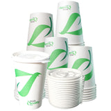 EcoQuality 16 oz Compostable Paper Cups with White Flat Lids - Biodegradable Disposable White Paper Coffee Cups PLA Lined - Eco-friendly Hot and Cold