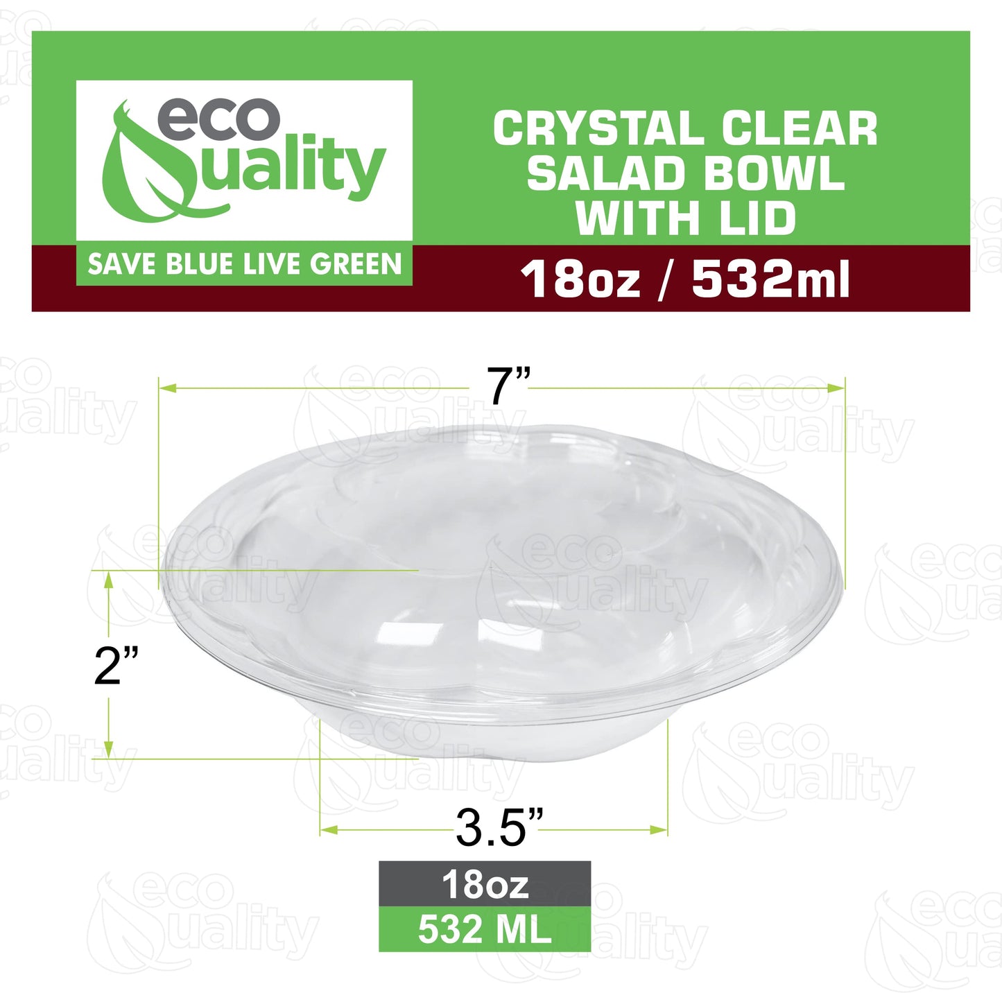 18oz Clear Disposable Salad Bowls with Lids (50 Pack) - Clear Plastic Disposable Salad Containers for Lunch To-Go, Salads, Fruits, Airtight, Leak