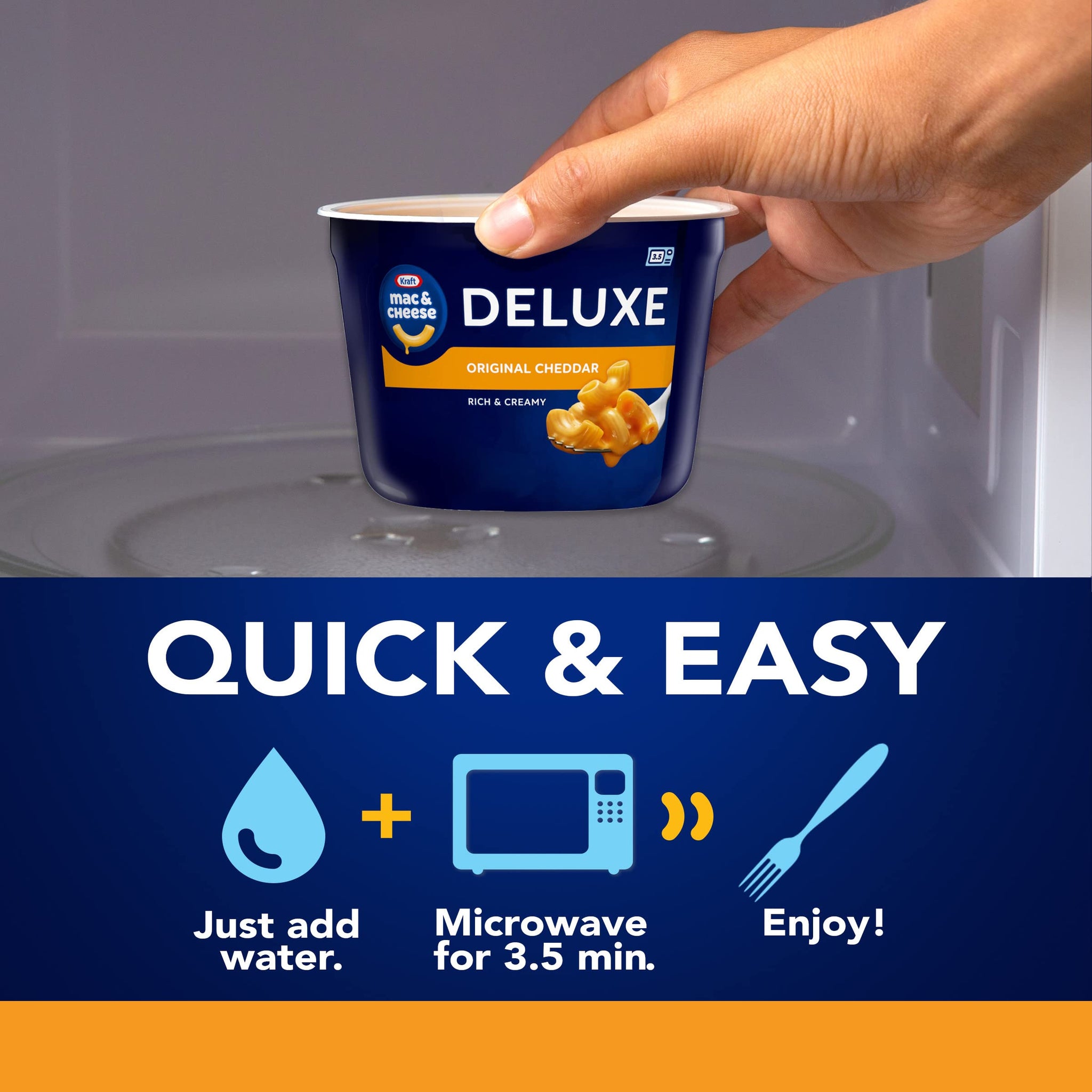 Kraft Deluxe Mac and Cheese, 4 Cups, for Easy Dinner or Dinner Sides, Original Flavor, No Artificial Flavors or Dyes, 2.39 oz