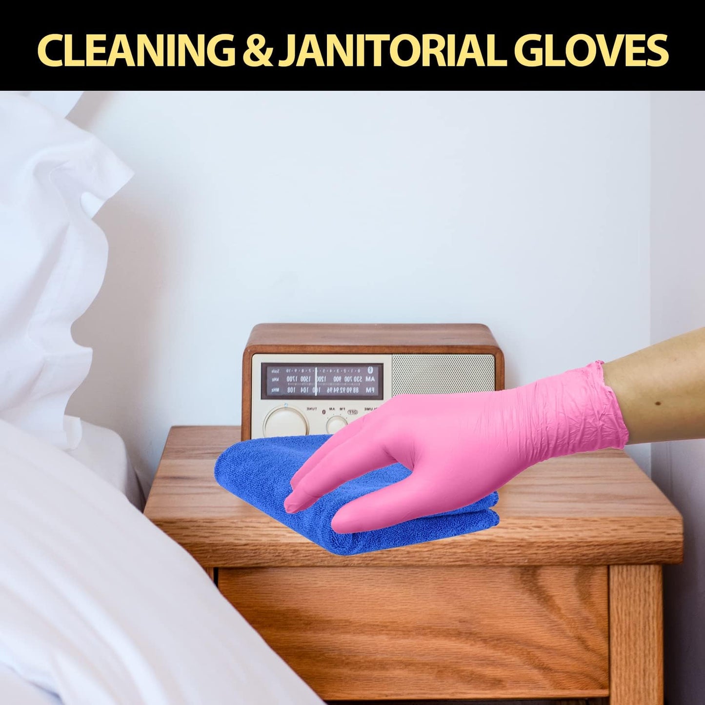 GuassLee 100 Pack Pink Vinyl Disposable Gloves - Latex Free and Power Free Food Grade Exam Gloves for Cleaning, Food Prep, Kitchen Use, Medium