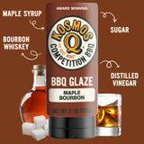 Kosmos Q Maple Bourbon BBQ Glaze, Sweet & Sticky BBQ Sauce for Ribs, Chicken, Pork, or Brisket, Competition-Ready Barbecue Glaze with Real Maple Syrup