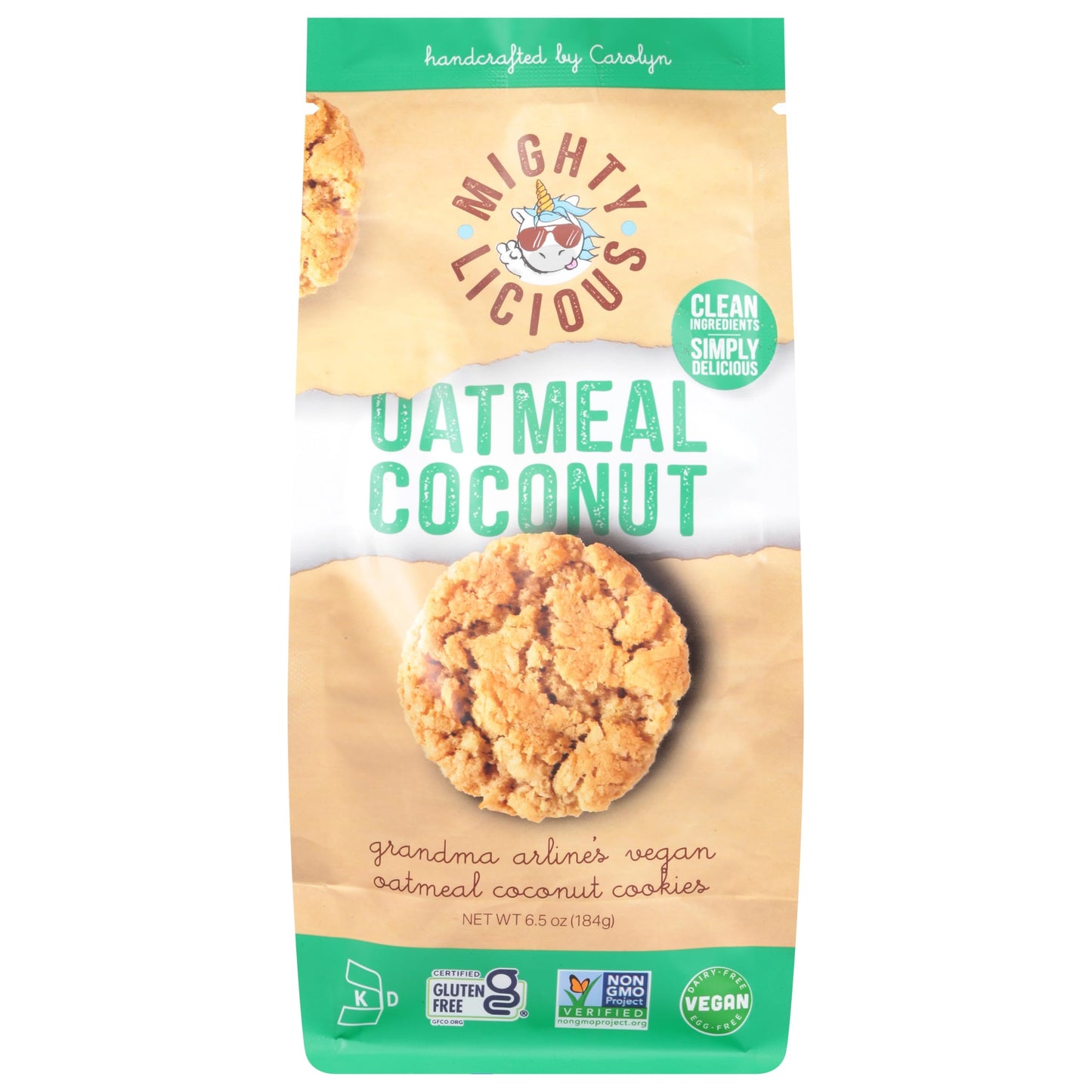 MIGHTYLICIOUS Vegan Oatmeal Coconut Cookies - Gluten-Free, Dairy-Free, Allergen Friendly, Egg-Free, Non-GMO, Kosher, Preservative-Free - Snack Option