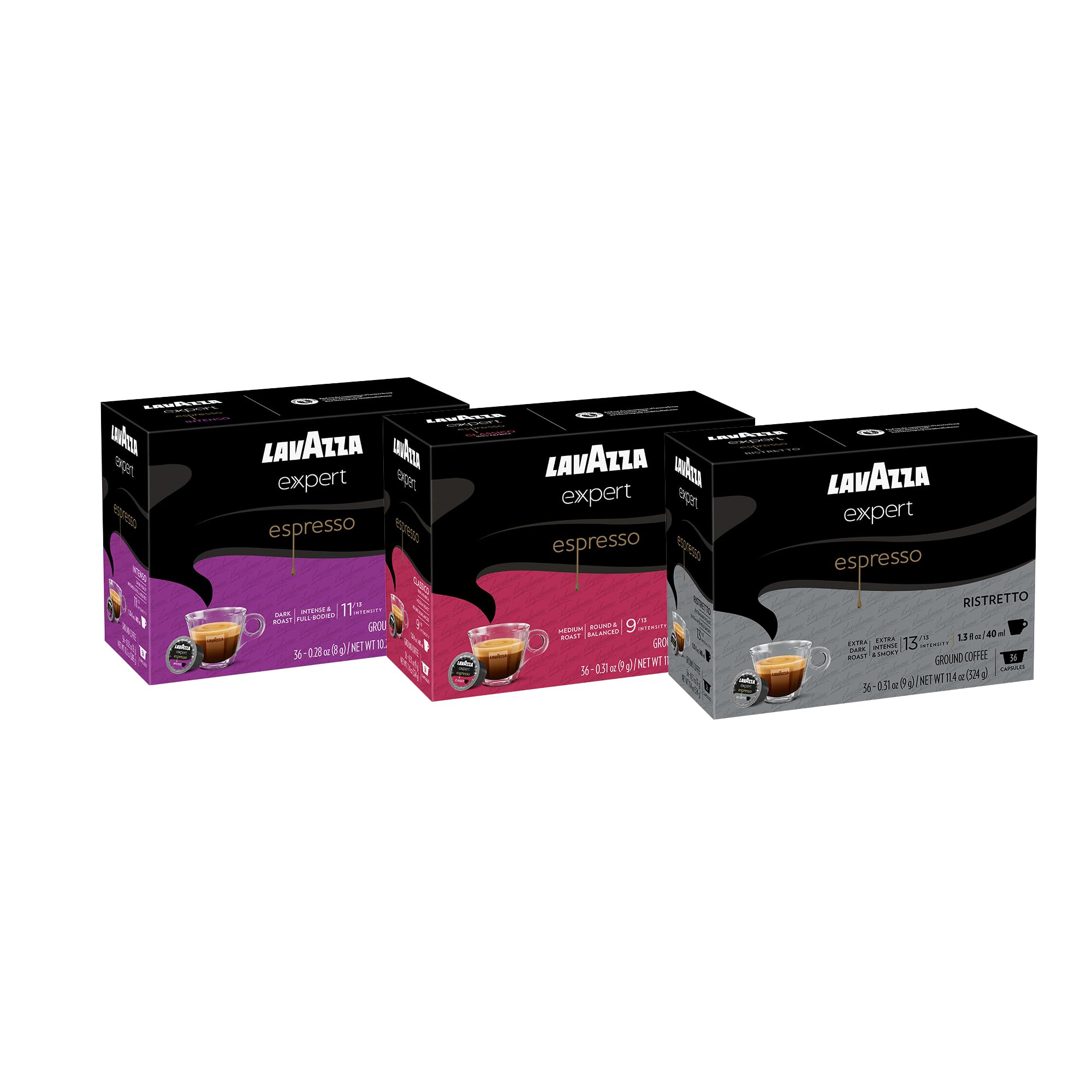 Lavazza Expert Espresso Variety Pack, Contains Medium and Dark RoastEspresso Capsules, Compatible with Lavazza Classy Machines (108 Capsules)