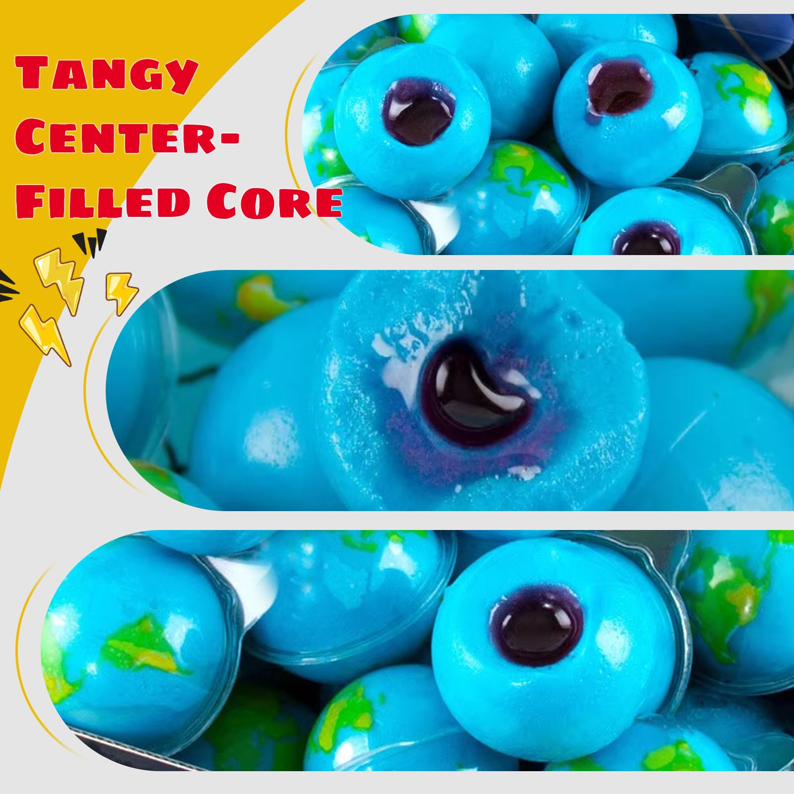 Apexy Sour Planet Gummies - with Fruity Liquid Center Eyeball Candy for Halloween, Birthday, Trick Or Treat, Party Candy - Jelly Filled Gummies, Fat