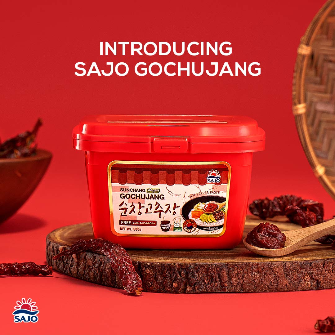 #RT Sajo Halal Hot Pepper Paste (Gochujang) 500g -This red pepper paste is used in almost all Korean recipes like Army Stew, Bibimbap and Tteokbokki