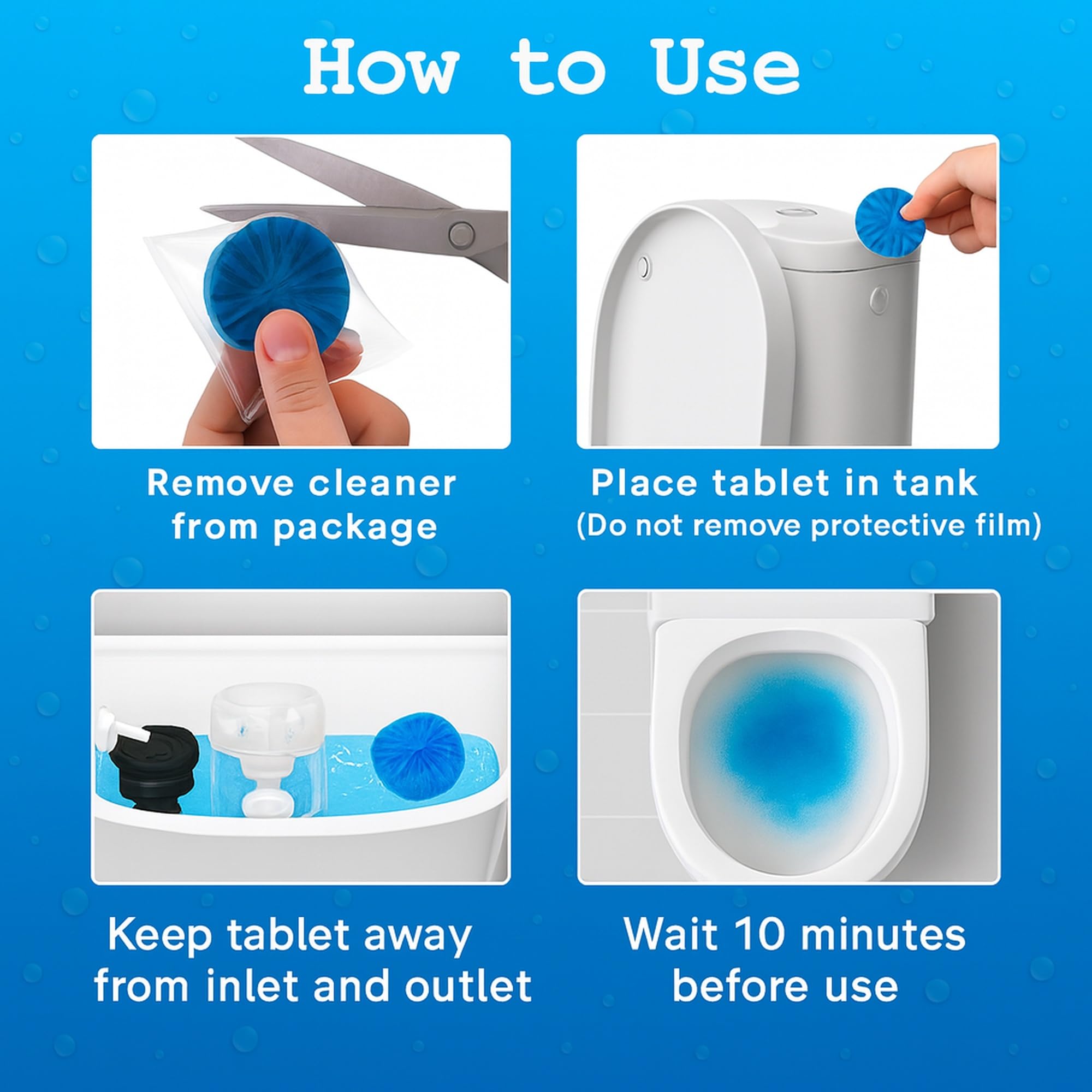 EXTRAKLEAN Automatic Toilet Bowl Cleaner Tablets, Long-Lasting Blue Toilet Tank Freshener, 30 Pack