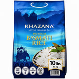 Authentic Premium Basmati Rice by Khazana in 10 lb Bag - Aromatic and Flavorful Indian Grain - Non-GMO, Gluten Free, Kosher, Cholesterol Free