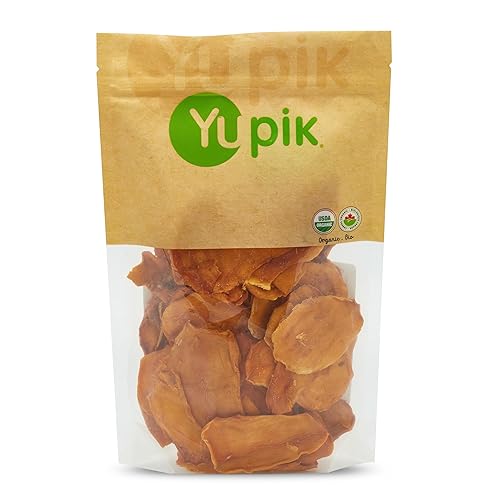 Yupik Organic Sliced Mango, 1 lb (16 oz), Non-GMO, Vegan, Gluten-Free, Kosher, Tropical Dried Fruits, Thin Mango Slices, No Sugar Added