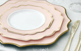 " OCCASIONS " 240 Plates Pack, Heavyweight Disposable Wedding Party Plastic Plates (8'' Appetizer/Dessert Plate, Imperial in White/Blush & Gold)