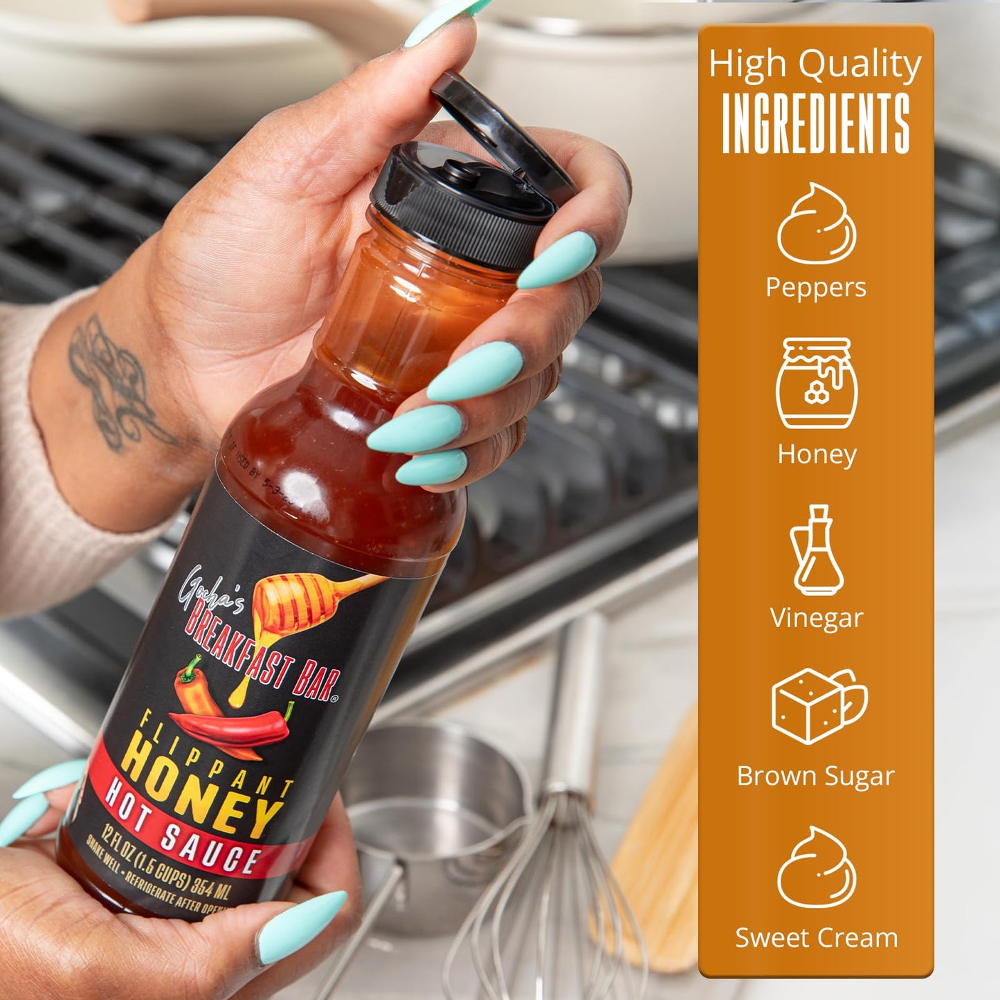 Gocha's Flippant Honey Hot Sauce - 12 fl. oz (354 ml) - All-Natural Spicy Honey with Fiery Heat & Sweetness - Great for Drizzling, Dipping