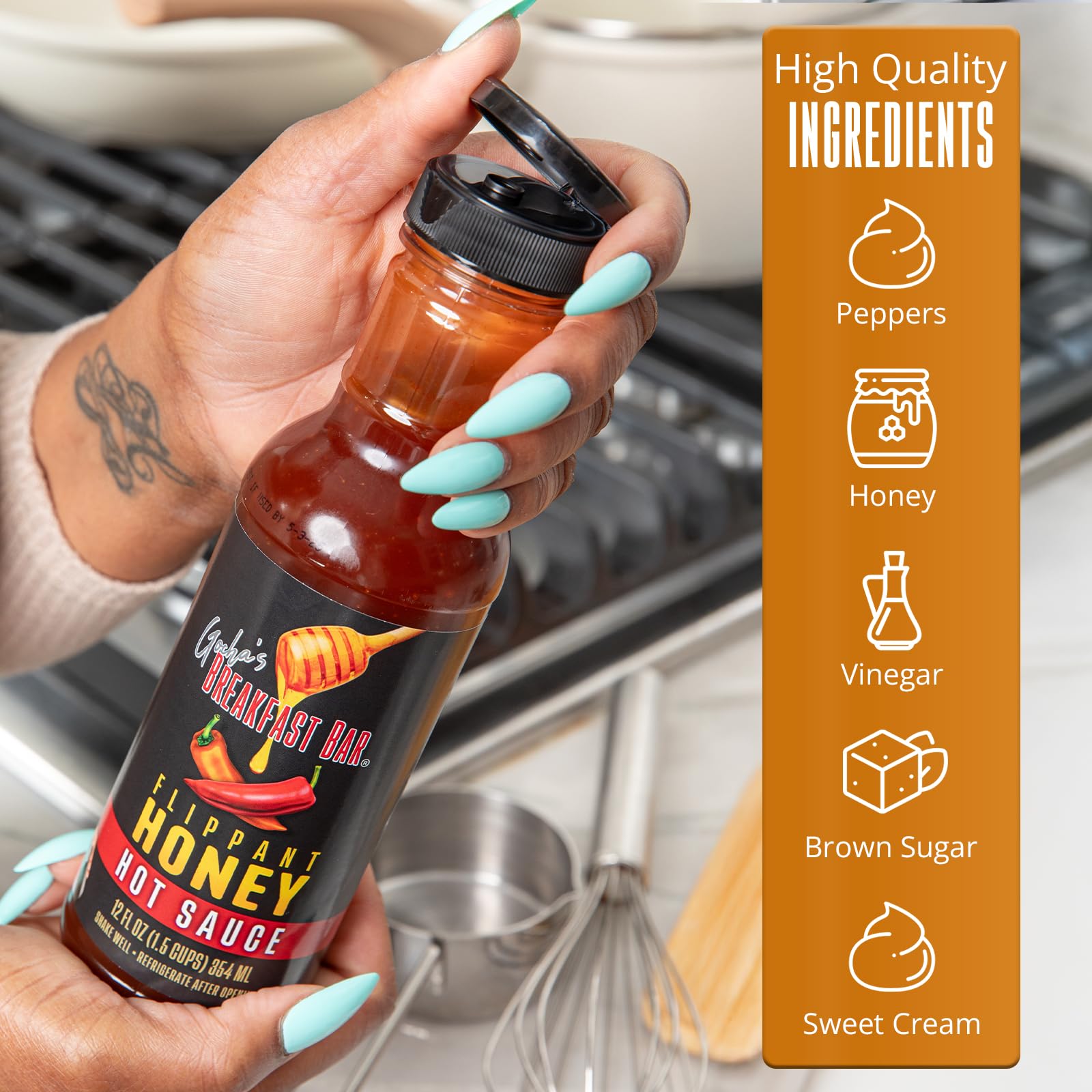Gocha's Flippant Honey Hot Sauce - 12 fl. oz (354 ml) - All-Natural Spicy Honey with Fiery Heat & Sweetness - Great for Drizzling, Dipping