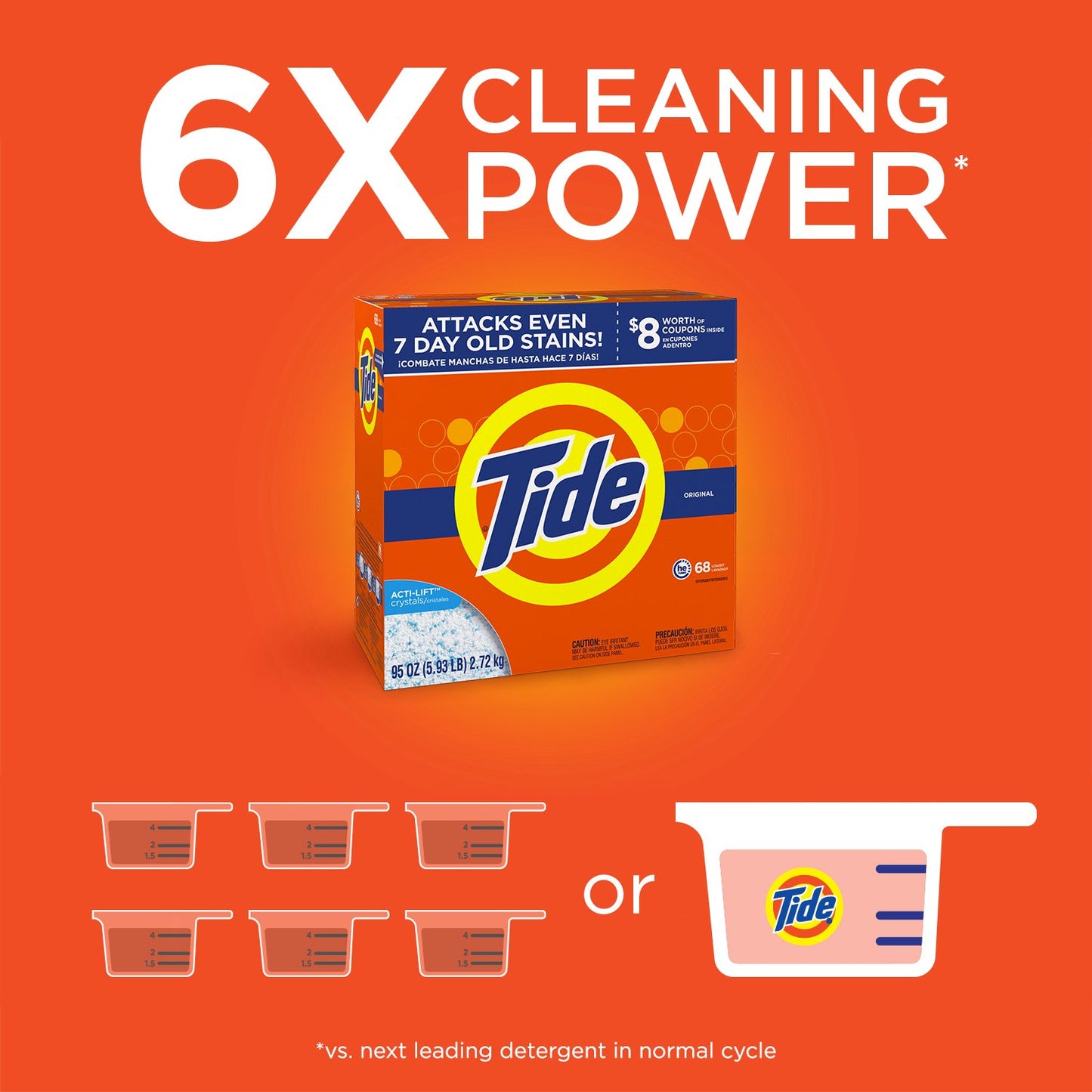 Tide Original HE Turbo Powder Laundry Detergent, 68 Loads, 95 Oz