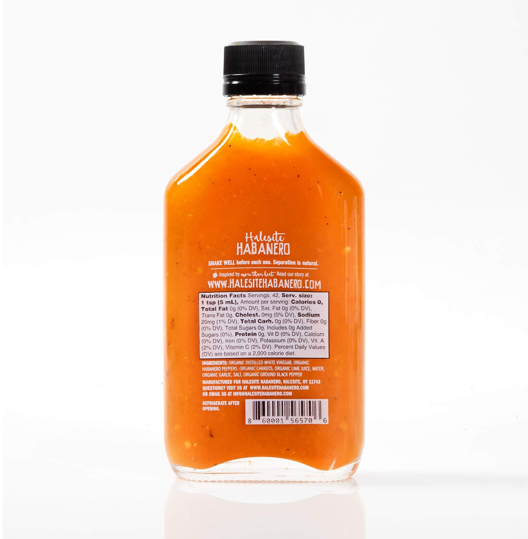 Custom Label, Halesite Habanero Unstrained Hot Sauce, 7 oz Flask Bottl