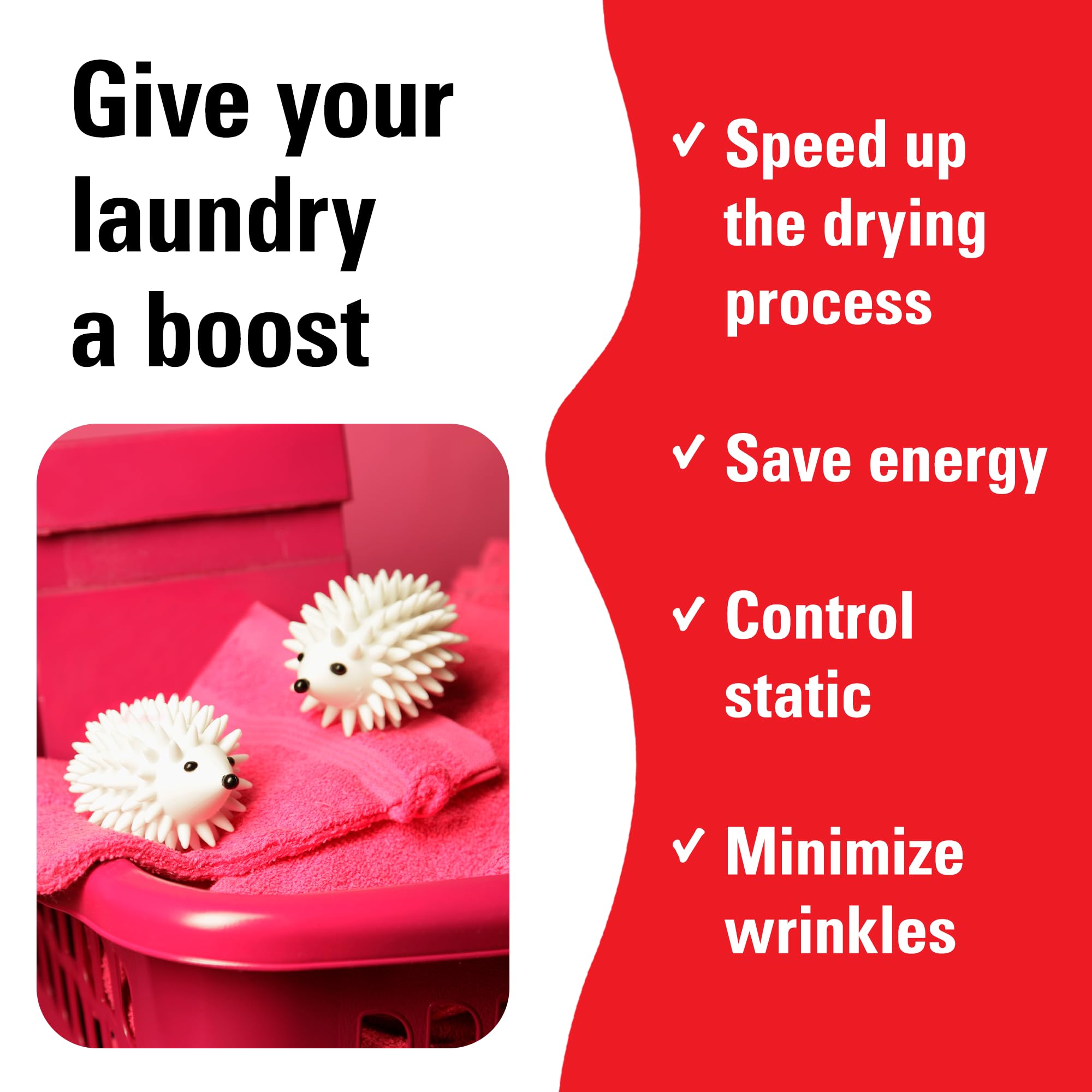 Kikkerland Set of Two Reusable Dryer Buddies for Laundry - Fabric Softener Dryer Balls - Control Static, Remove Wrinkles, Dry Clothes Faster