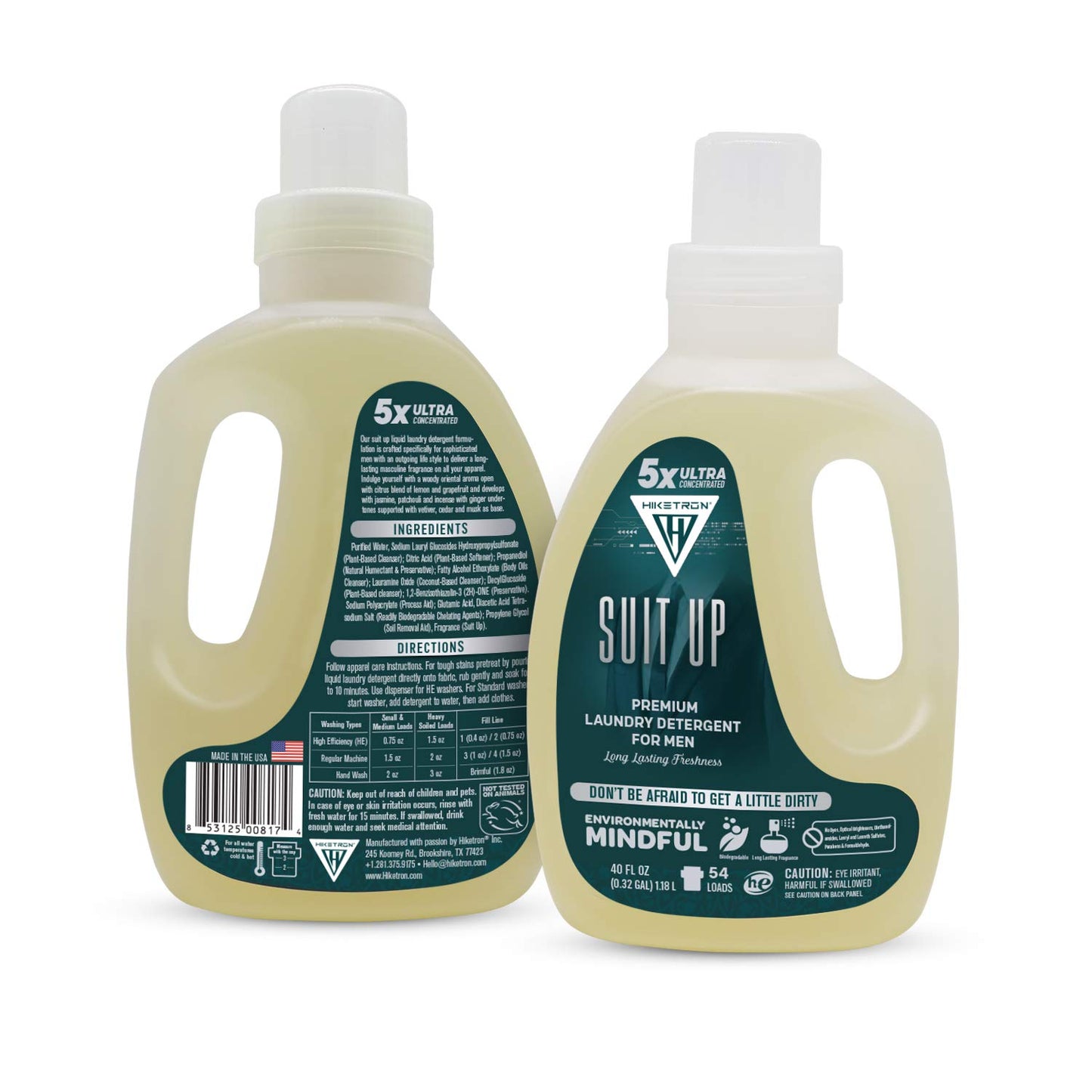 Hiketron Suit Up Liquid Laundry Detergent, 5x Ultra Concentrated, Tough Stains Remover, Long Lasting Masculine Scent (40 Fl Oz, Pack of 1)