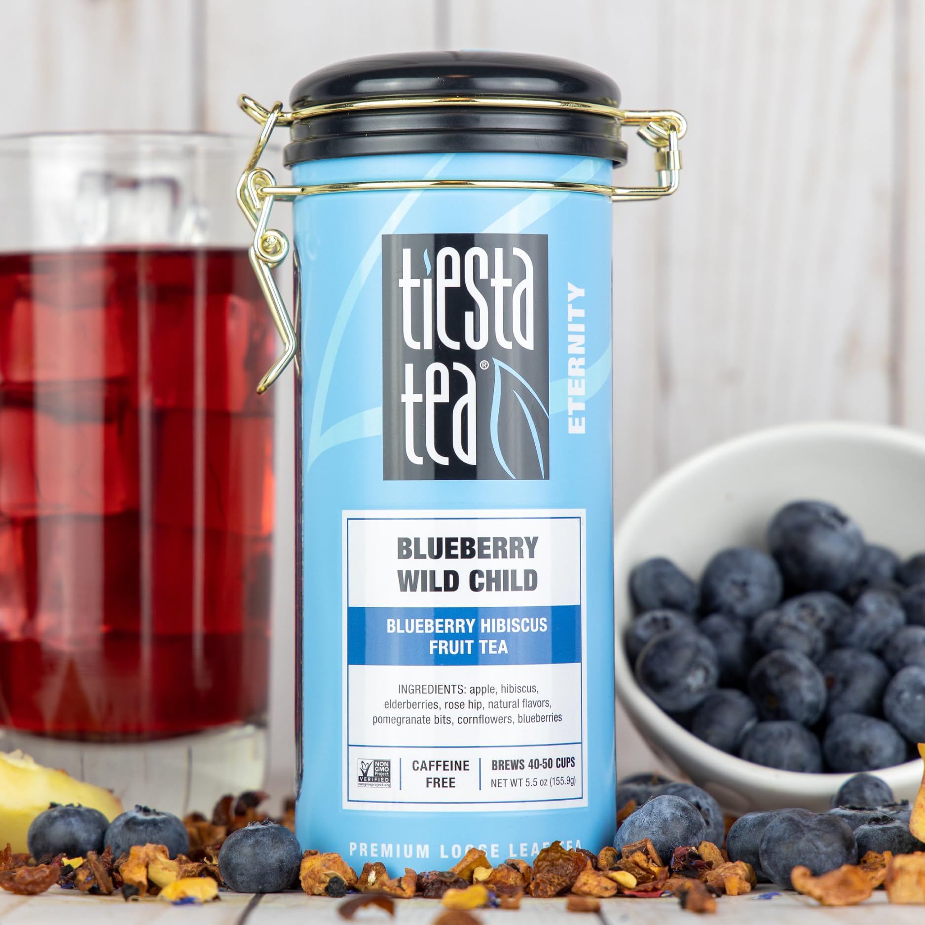 Tiesta Tea Blueberry Wild Child, Loose Leaf, Blueberry Hibiscus Herbal Tea, Premium Non-Caffeinated Blend, Make Hot or Iced, Brews Up to 50 Cups, 5.5