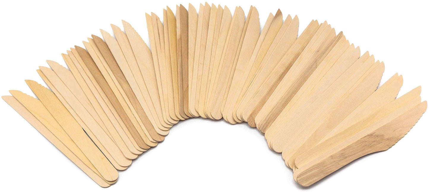 Pack of 150 Disposable 6.5" Natural Birchwood Wooden Knives (Compostable & Biodegradable)