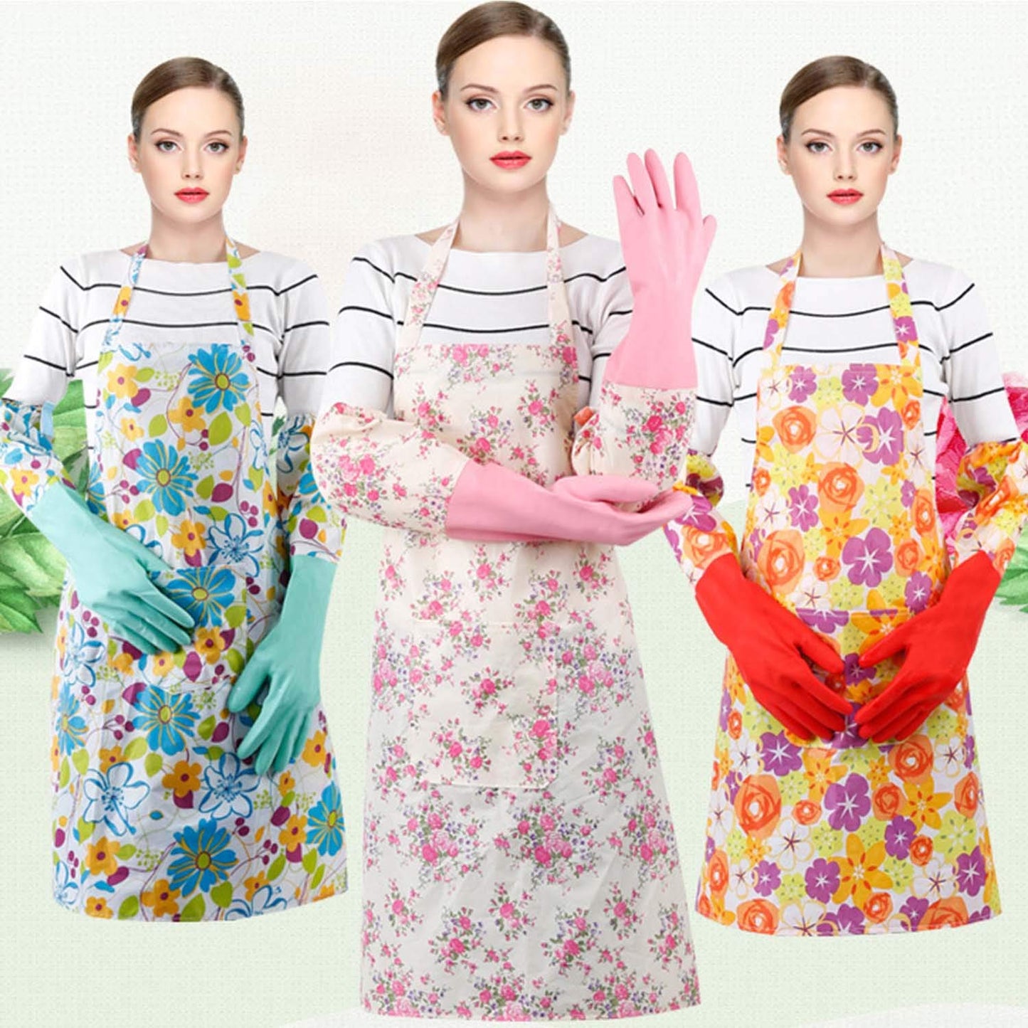 Household Rubber Cleaning Dishwashing Latex Gloves Non-slip Waterproof Reuseable?4-Pairs??Free get Cleaning Cloth (1-Pack)