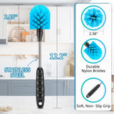 12.2 inch Bottle Brush Set of Three?Washable Coffee Cups, Water Bottles, Baby Bottles, Straws, to-go Cups, Long-Handled 3-in-1 Stainless Steel Bottle