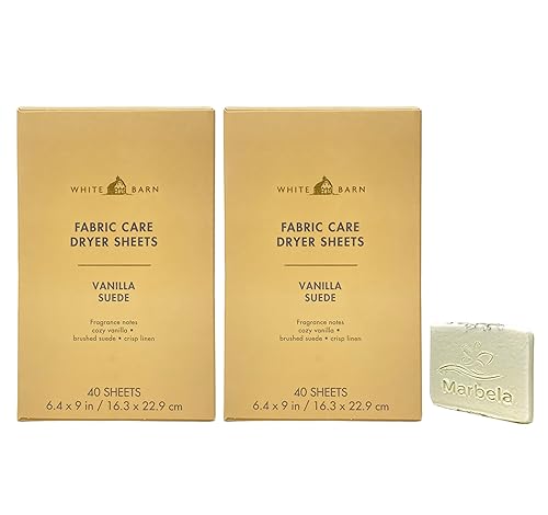 Bath & Body Works Vanilla Suede Fabric Care Dryer Sheets - 2 Boxes (80 Sheets Total) - with a Natural Oats Sample Soap