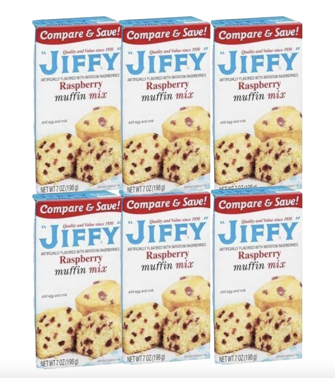 Jiffy, Raspberry Muffin Mix, 7oz Box (Pack of 6)