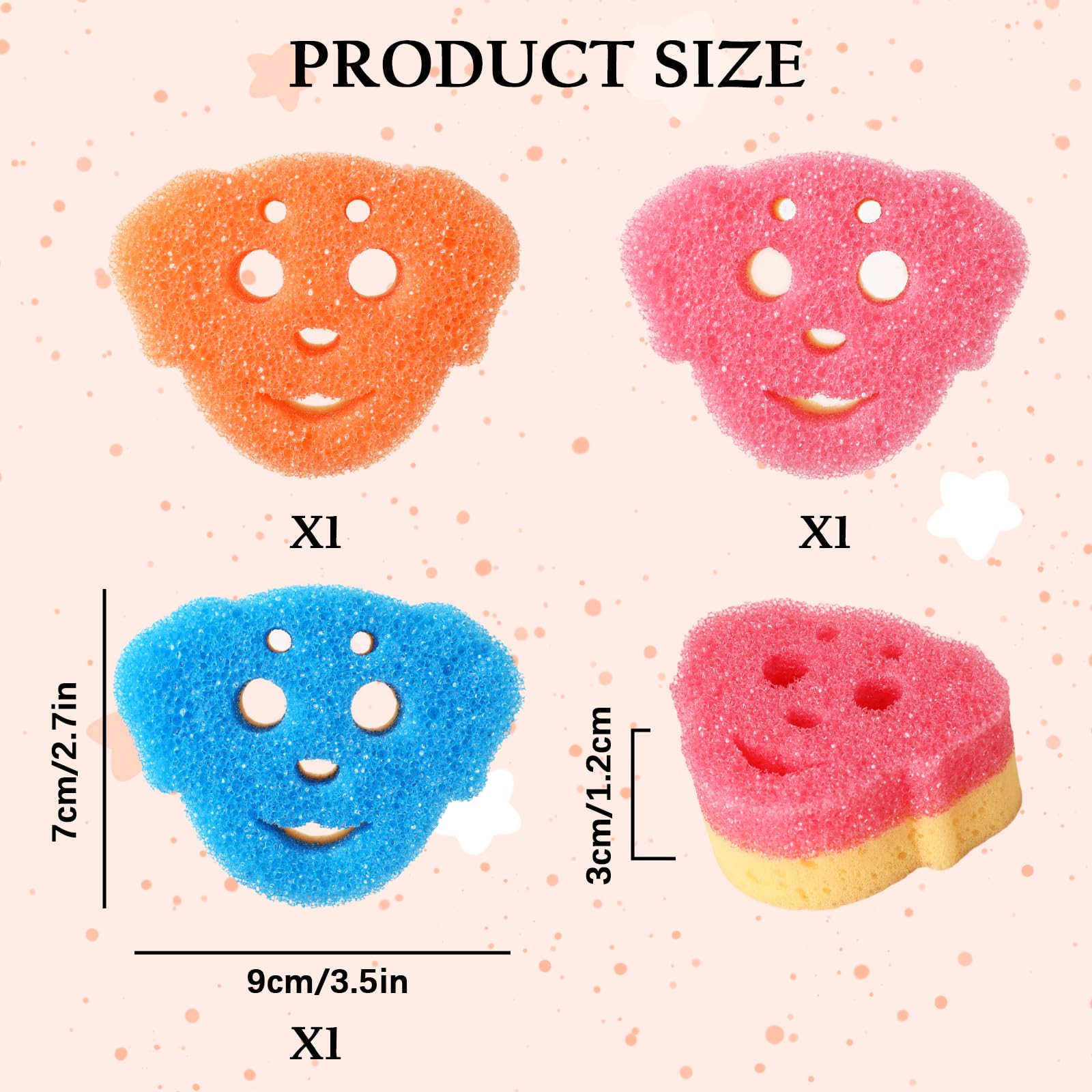 3 Pack Cute Dog Dish Sponge, Dual-Sided Cleaning Reusable Scrubbing Sponges for Dishes, Kitchen Accessories Dishwashing Sponge Scrubbers Kitchen