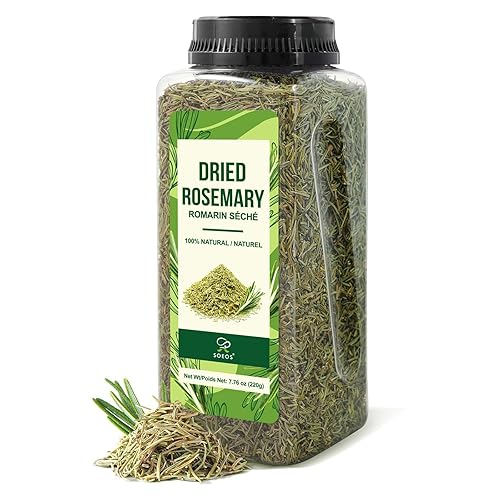 Soeos Dried Rosemary Leaves, 7.76 oz (220g), Whole Rosemary for Cooking, Seasoning, Baking, Roasting, Marinades and Tea, Premium Quality, All Natural