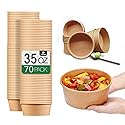 TOPtoper 35 Oz Large Paper Bowls?WITHOUT LIDS? 70 Pack Disposable Soup Bowls Plastic Free Party Supplies for Hot/Cold Food, Soup (35 OZ)