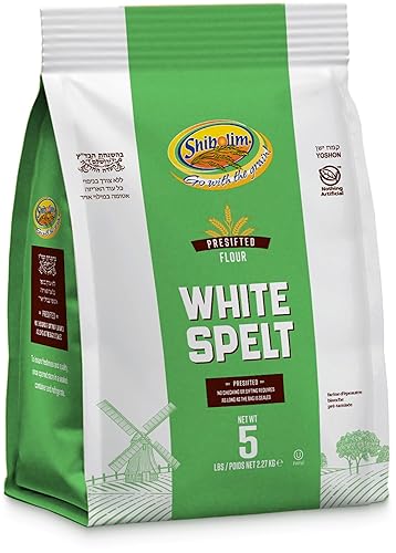 Shibolim White Spelt Flour, 5lb | Triple Sifted | 100% Whole Grain | Great for Sourdough Bread | Certified Kosher