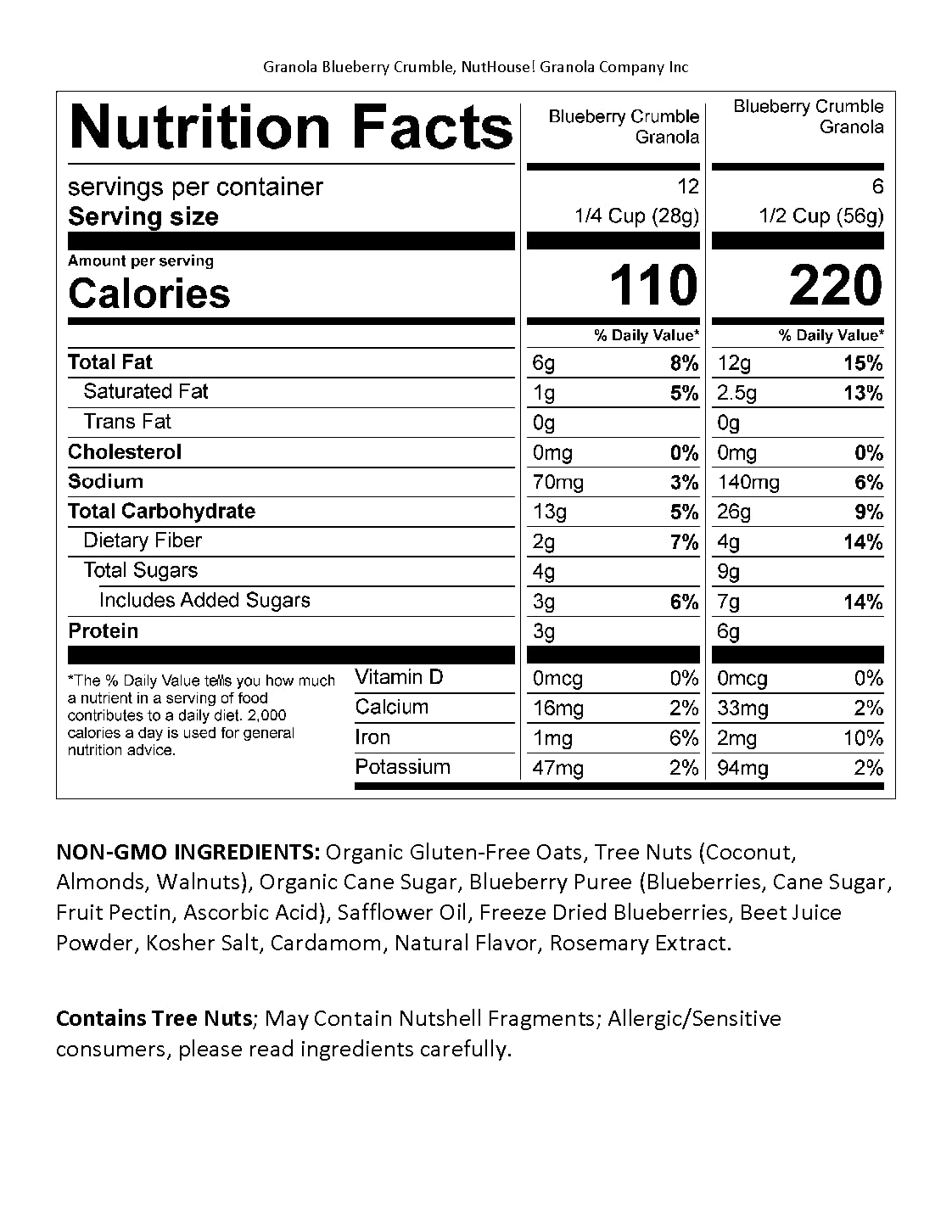 NutHouse! Granola Company - Premium Blueberry Crumble Granola | Certified Gluten-Free, Non-GMO, Kosher | Vegan, Soy-Free | 11.5 oz. Bag (6-Pack)