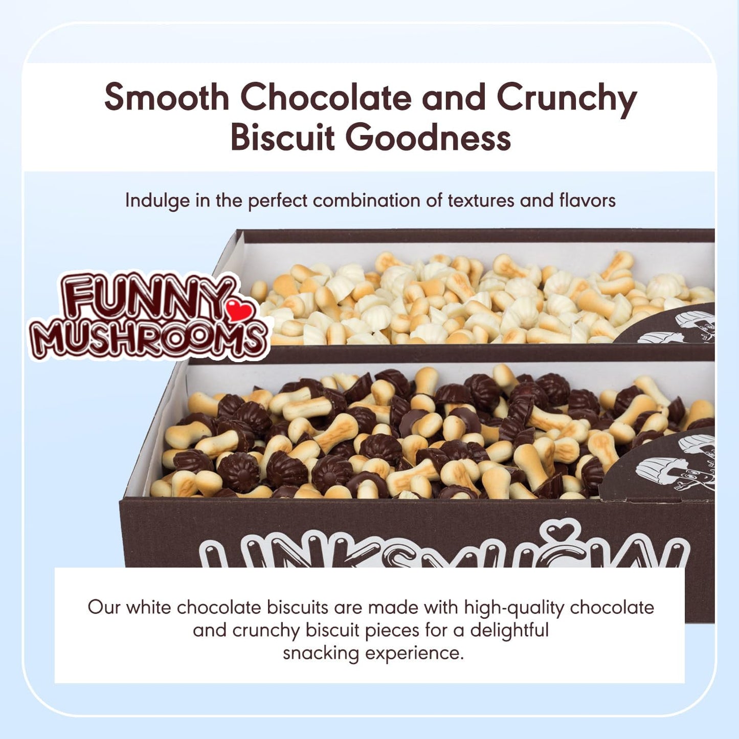 Miltonas Variety Combo Mini Mushroom Shaped Chocolate Cookies - Assorted Funny Chocolate Mushrooms with Crunchy Bite-Sized Pieces - Perfect