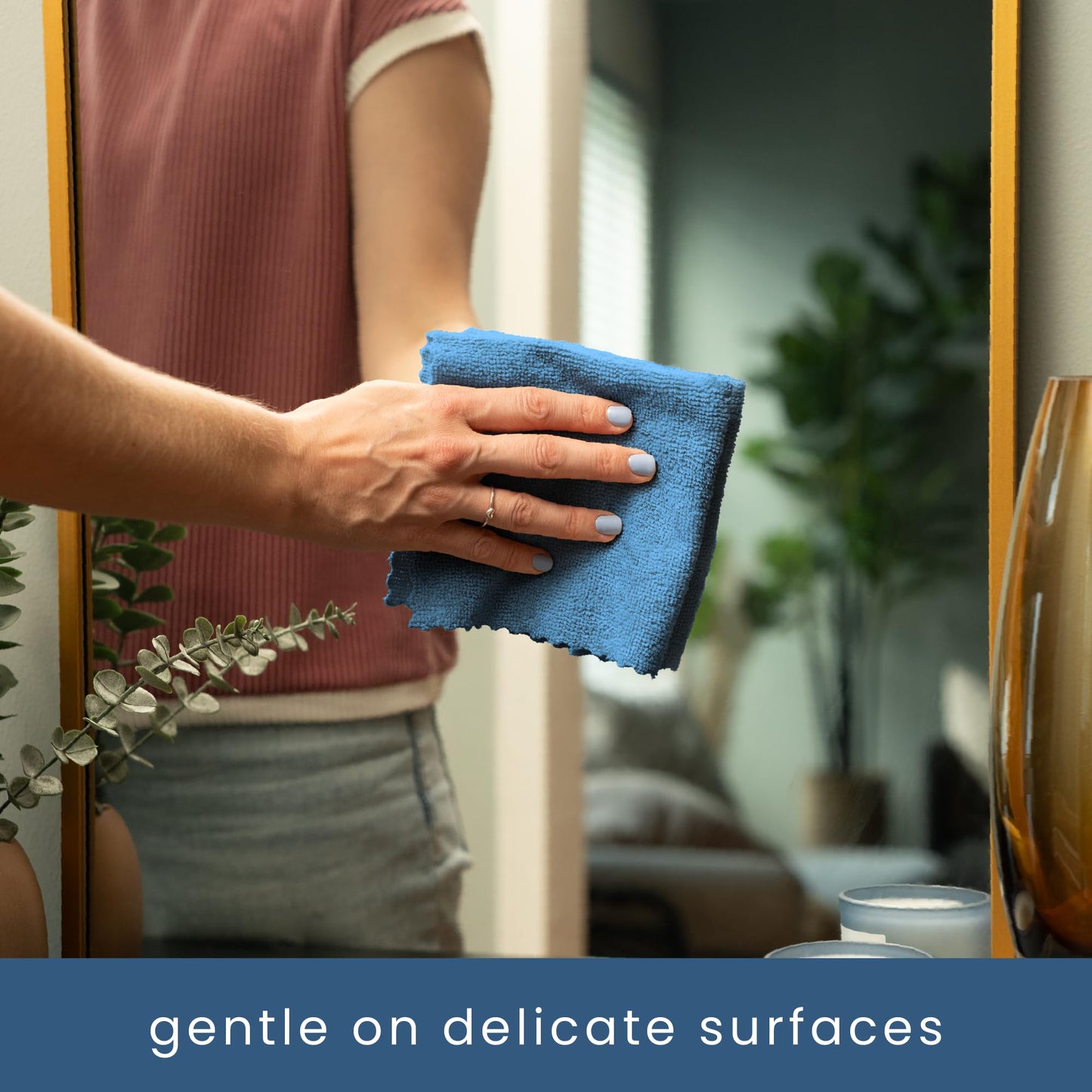 S&T INC. 50 Pack Microfiber Cleaning Cloth with Box, Bulk Towels for Home, Reusable Microfiber Towels for Cars, Cleaning Rags, Blue Color will Vary