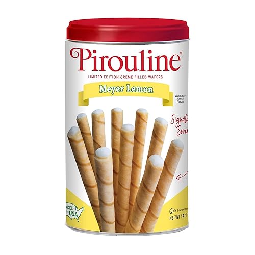 Pirouline Creme Filled Wafers Cookies - Meyer Lemon Flavored - 14.1 ounce (400 gram) Can