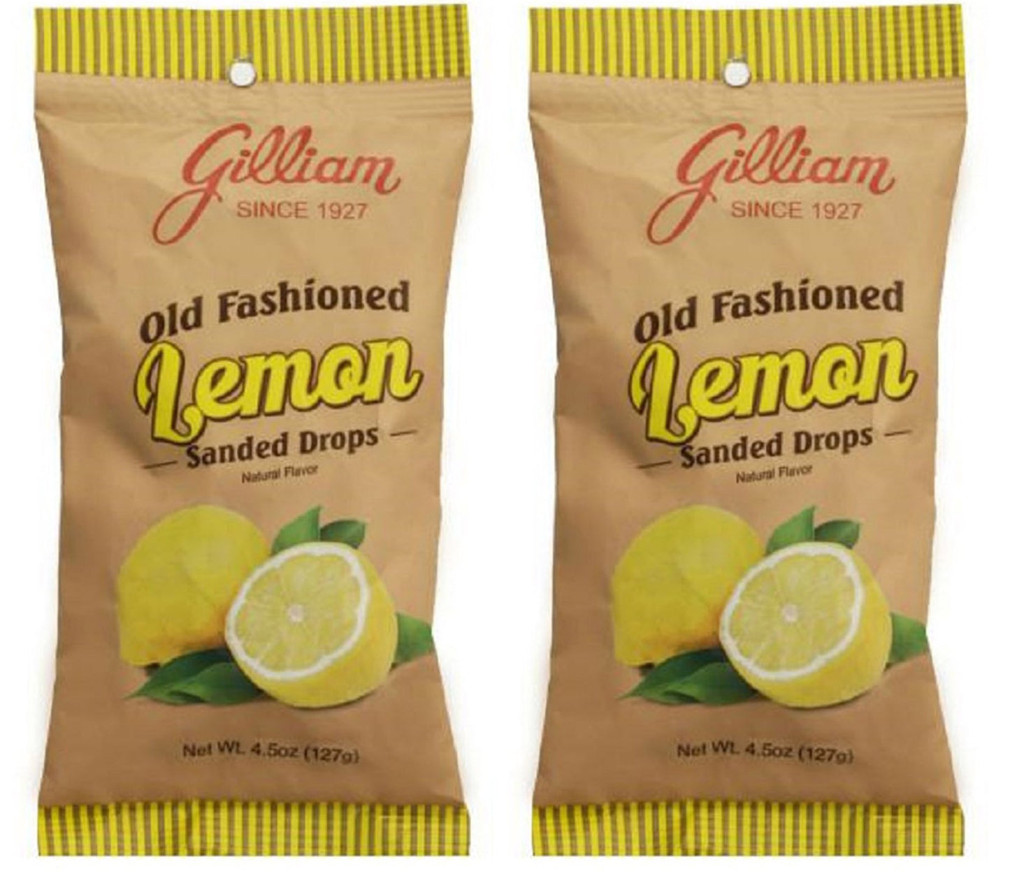 Gilliam Old Fashioned Candy Flavored Sanded Lemon Drops Pack of 2 (4.5 oz. Bag) (Lemon)