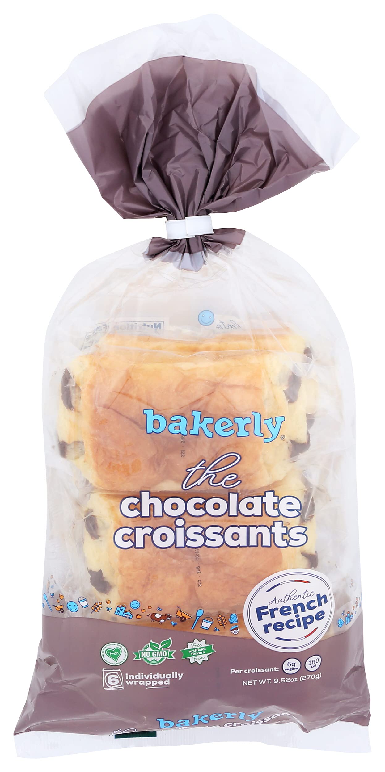 bakerly Chocolate Croissants, 9.52 Ounce.
