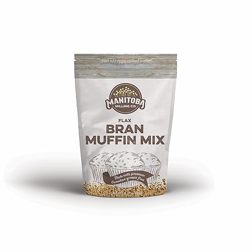 Manitoba Milling Flax Bran Healthy Muffin Mix, Made with Finest Whole Milled Smooth Golden Flaxseed, Rich in Fiber, Protein, Farm-to-You, Family-Owned Farm Company, 1 lb 2.7 oz (530 g)