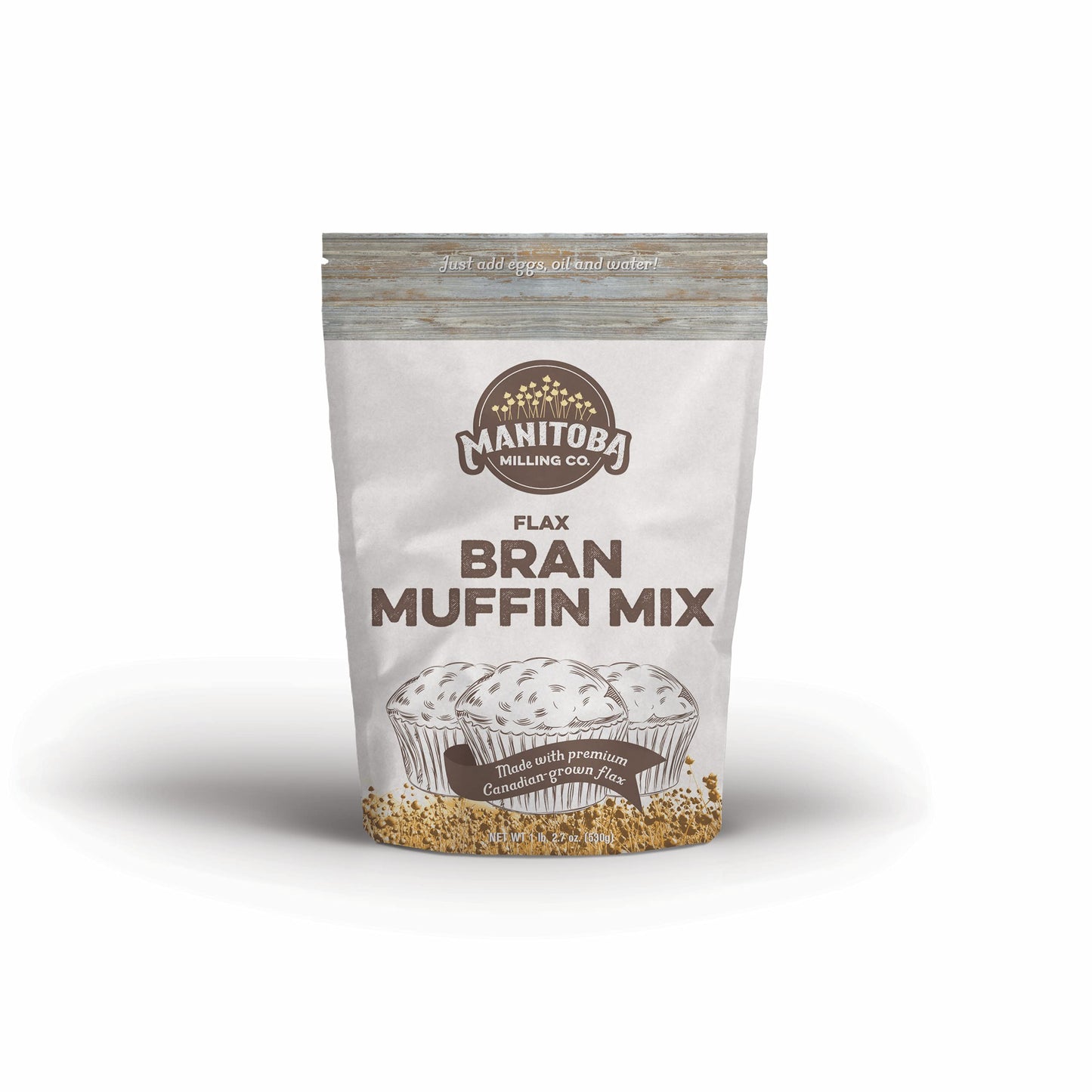 Manitoba Milling Flax Bran Healthy Muffin Mix, Made with Finest Whole Milled Smooth Golden Flaxseed, Rich in Fiber, Protein, Farm-to-You, Family-Owned Farm Company, 1 lb 2.7 oz (530 g)