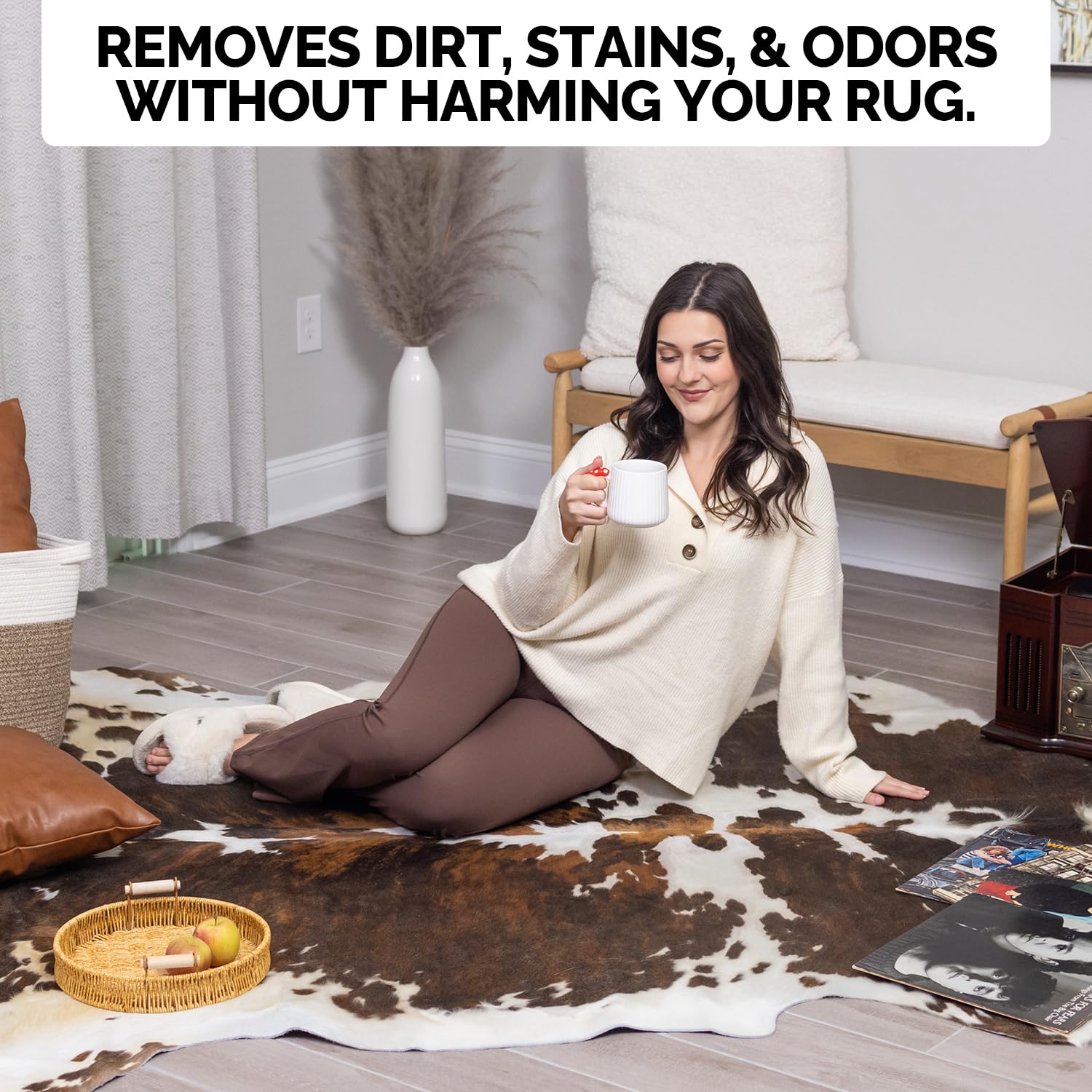 rodeo Cowhide Rug/Carpet Cleaning Solution Shampoo - Cowhide Carpet Spot Cleaner & Rug Cleaner Solution - Deep Cleaning Carpet Cleaner for Hide Rugs