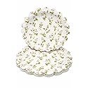 Lulu Posh Floral Paper Plates 12 Inch (24 Pack) - Scalloped Disposable Party Plates, Pink Rose Vintage Shabby Chic Dinner Plates, Heavy Duty Paper