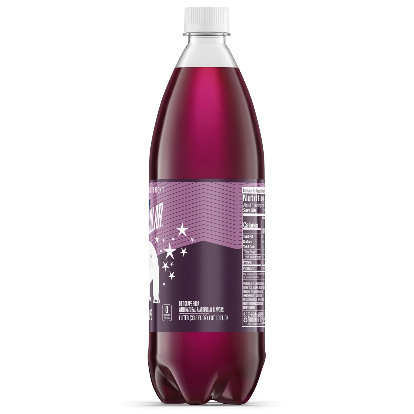 Polar Diet Grape Soda 33.8oz (Pack of 12)