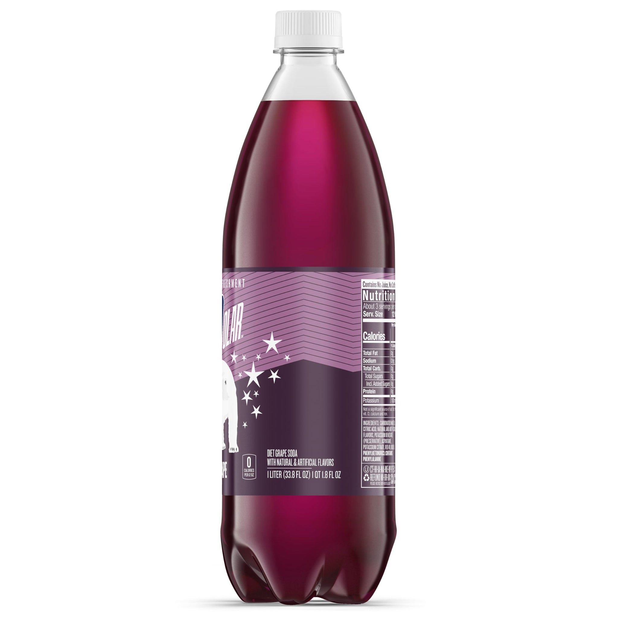 Polar Diet Grape Soda 33.8oz (Pack of 12)