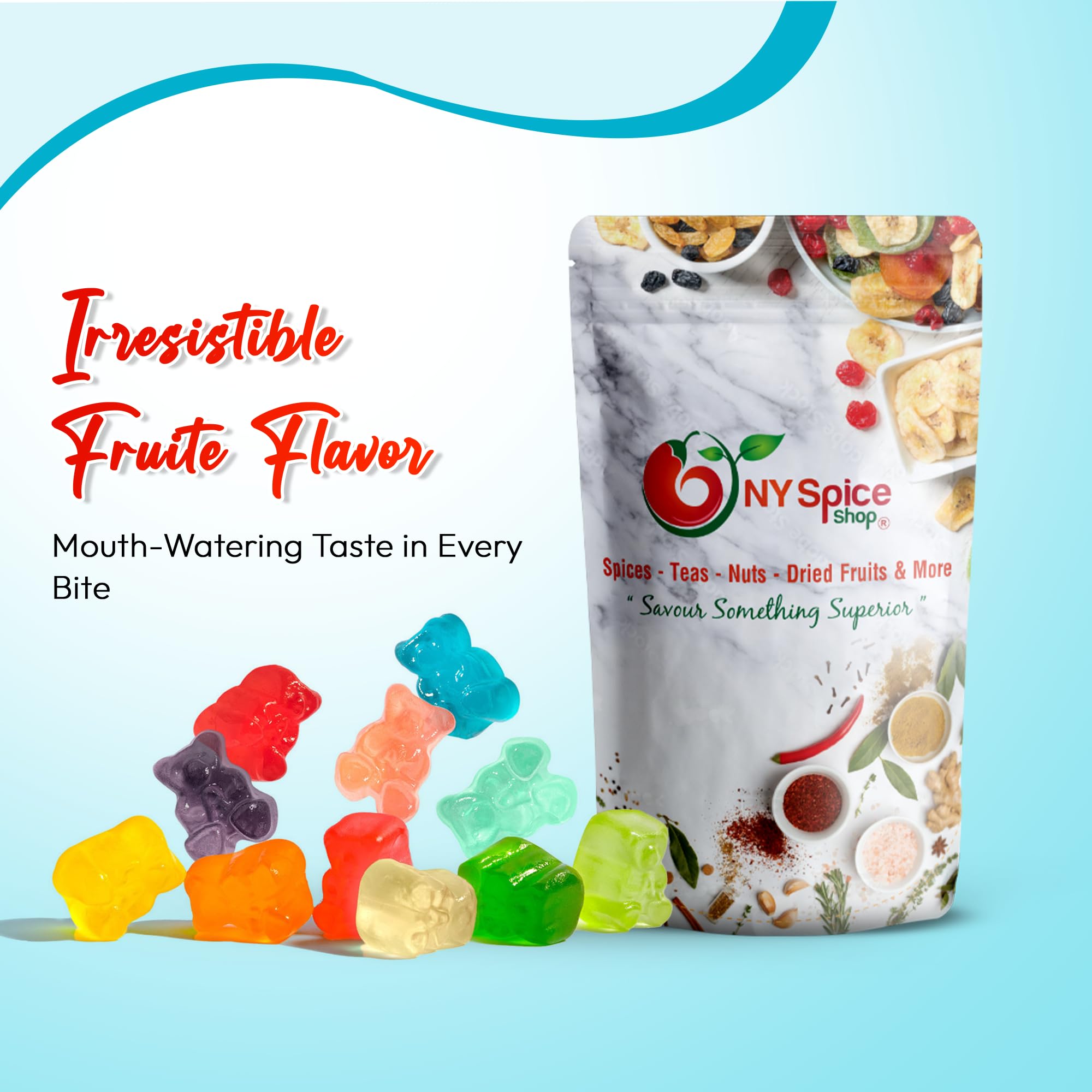 NY Spice Shop Crispy Crunchy Gummy Bears Bulk - 8 Ounce Rainbow Mini Gummy Bears - Gummies Bears - Giant Gummy Bear - Bear Fruit Snacks Covered In