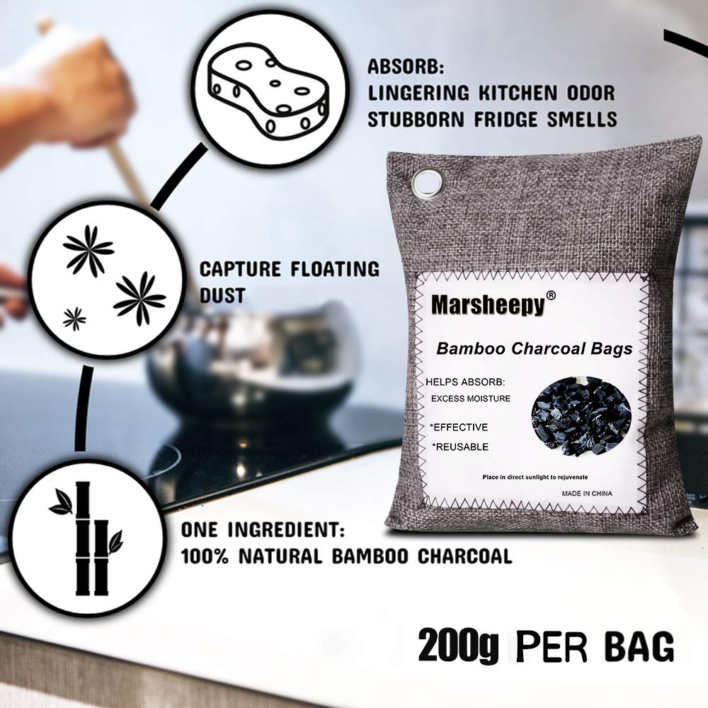 Marsheepy 12 Pack Bamboo Charcoal Shoe Deodorizer Bags, Activated Charcoal Odor Absorber, Bamboo Charcoal Air Purifying Bags, Odor Eliminator