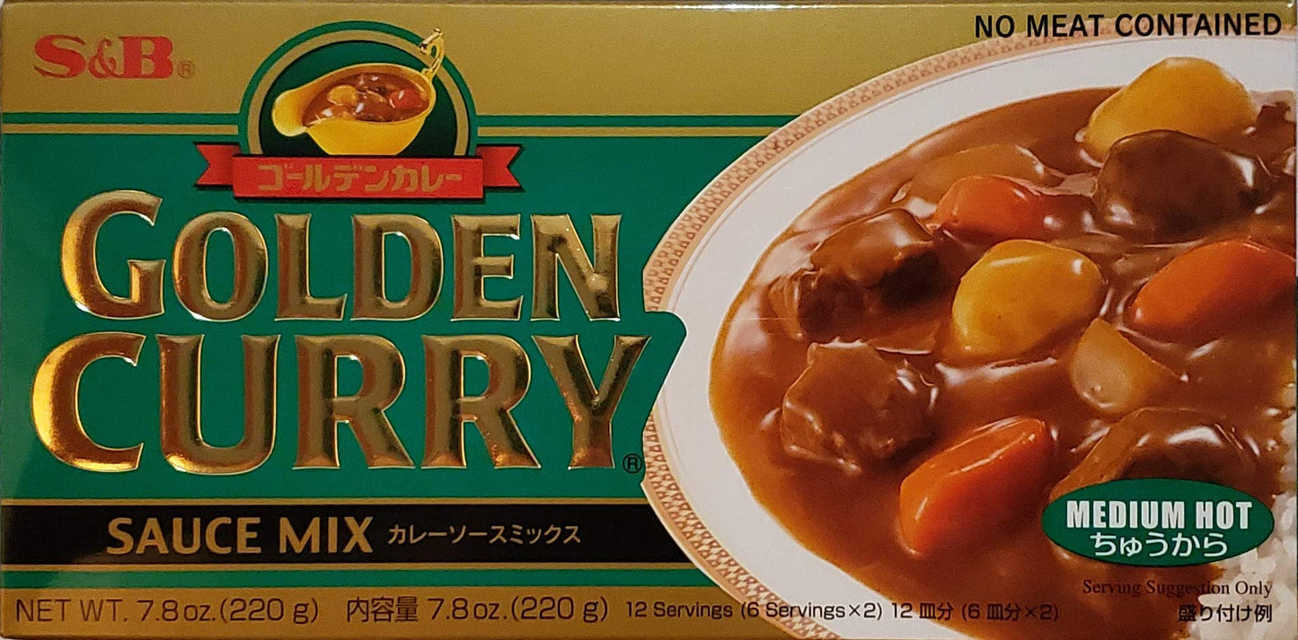 S&B Golden Curry Sauce Mix, Mild,Medium Hot and Hot 7.8-Ounce (Pack of 3)