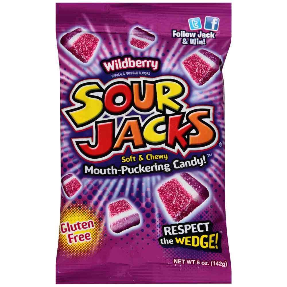 Sour Jacks Wildberry Soft and Chewy Mouth Puckering Candy, 5 Ounce -- 12 per case.