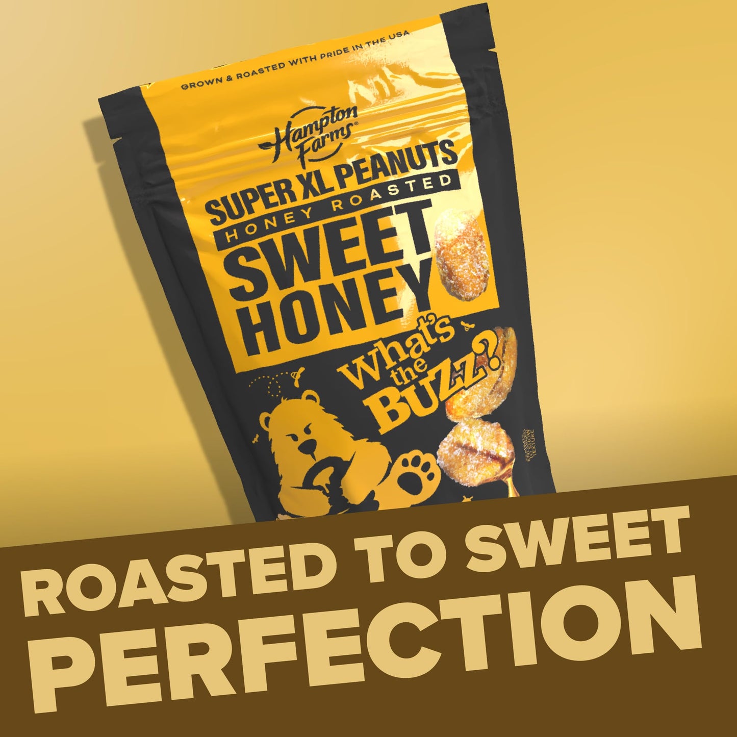 Hampton Farms - Super Extra-Large Sweet Honey Roasted Peanuts - 40 oz Resealable Bag - 2-Pack - Crunchy Glazed Snack for Charcuterie Boards, Lunches