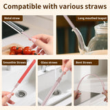 vodvob 2Pcs Premium Silicone Straw Cleaner Brush, 9.84in Extra Long Flexible Straw Cleaning Tool for Glass & Smoothie Straws (Pink, 6mm/9mm)